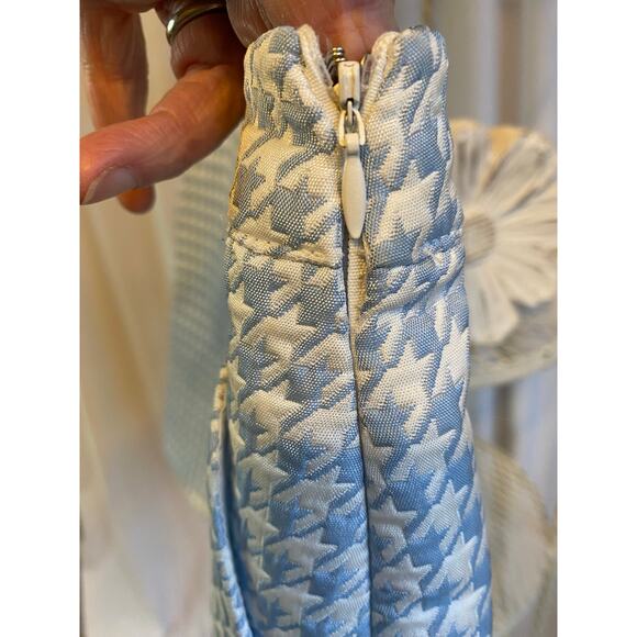 Forever 21 Skirt Mini Blue White Houndstooth with Pockets side hidden Zip Sz 29 - Picture 4 of 7